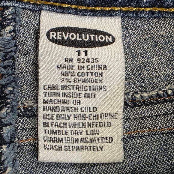 Y2K vtg Embellished boho western Revolution Distressed Flare jeans sz 11 - Picture 9 of 15